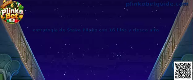 Ilustración informativa sobre la configuración de Stake Plinko con 16 filas y riesgo alto